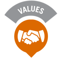 icon showing values with hands shaking to demonstrate our values as a las vegas roofing company